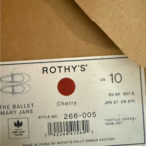 Rothy's Red Mary Jane Flats with Gold Accents - Picture 7 of 7